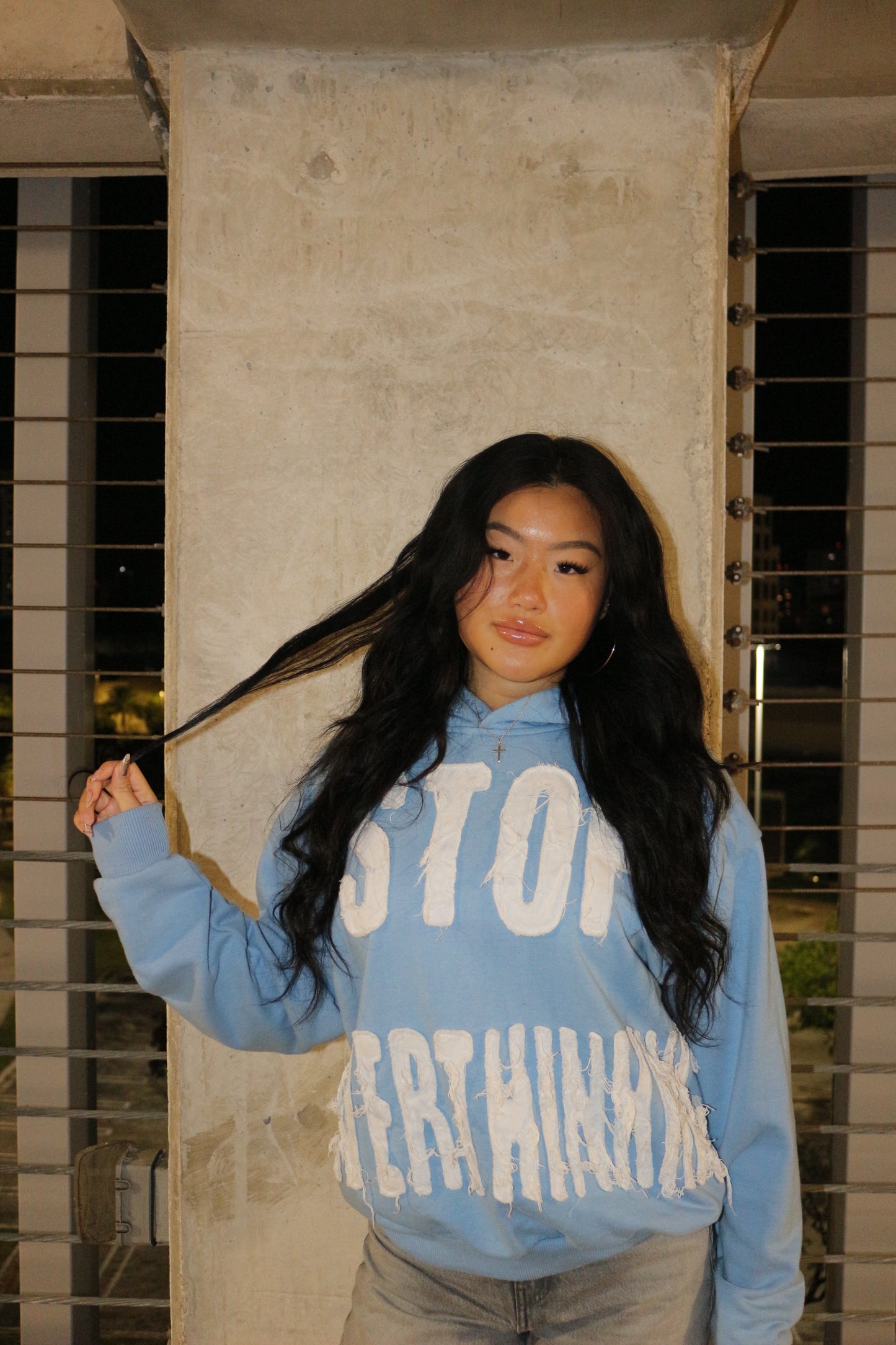 STOP OVERTHINKING HOODIE SKY BLUE