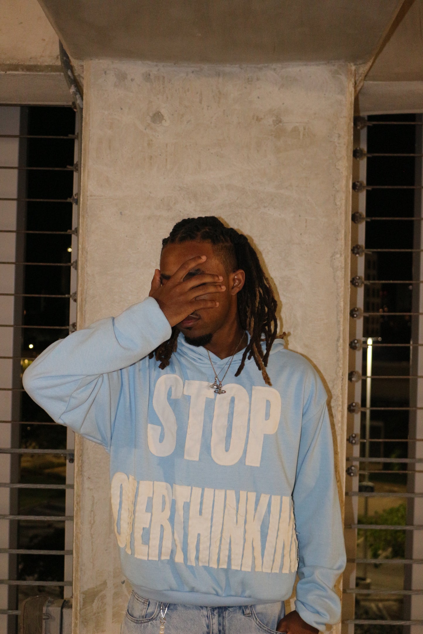 STOP OVERTHINKING HOODIE SKY BLUE