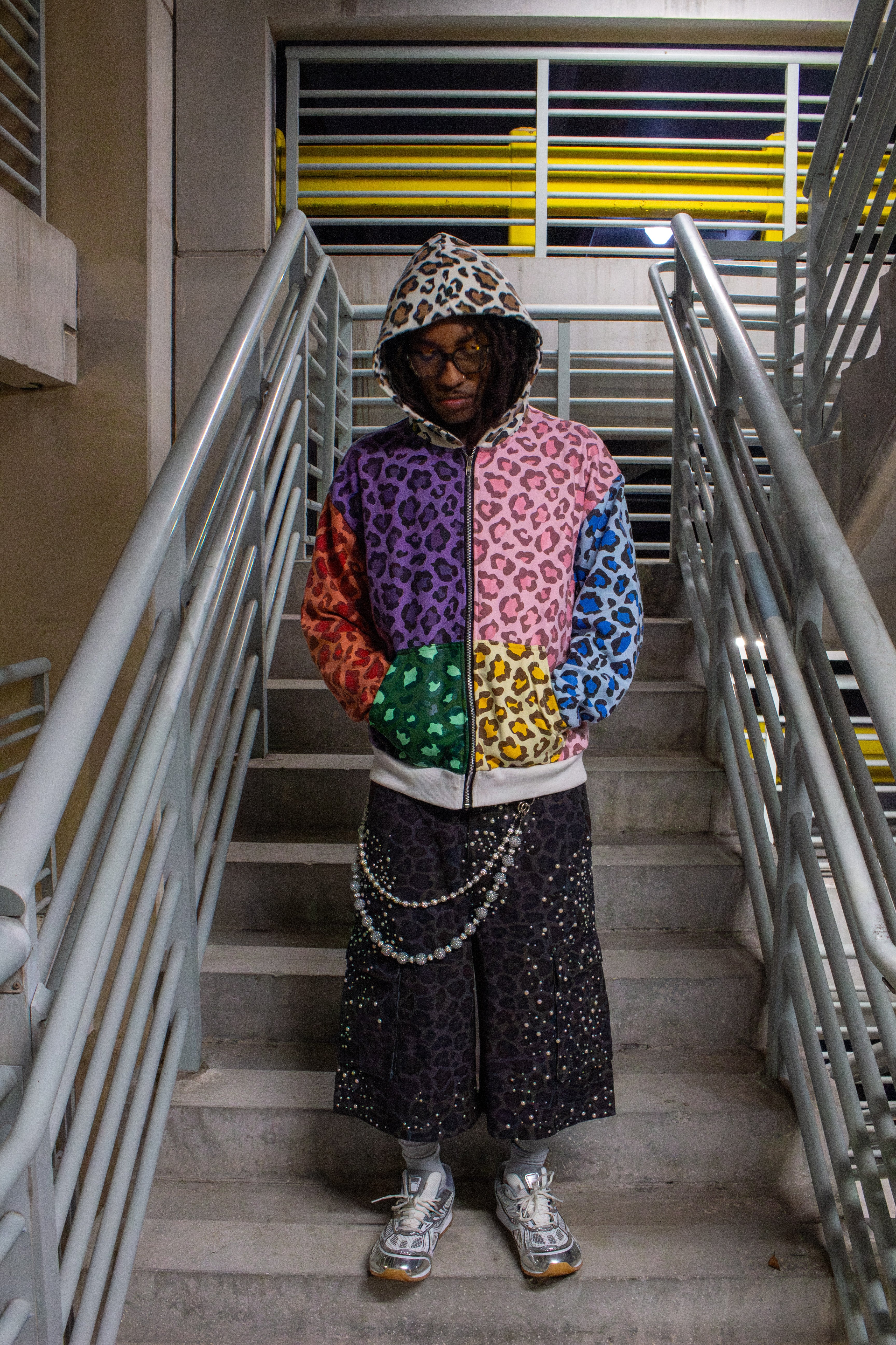 MULTICOLOR LEOPARD ZIP UP HOODIE