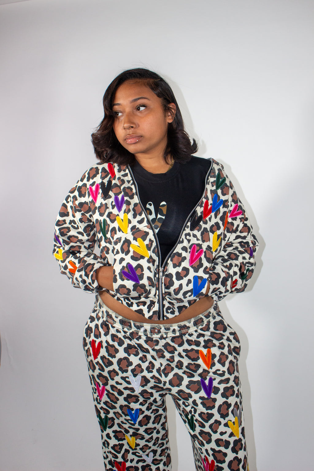 BONDONI HEART BROWN LEOPARD ZIPUP