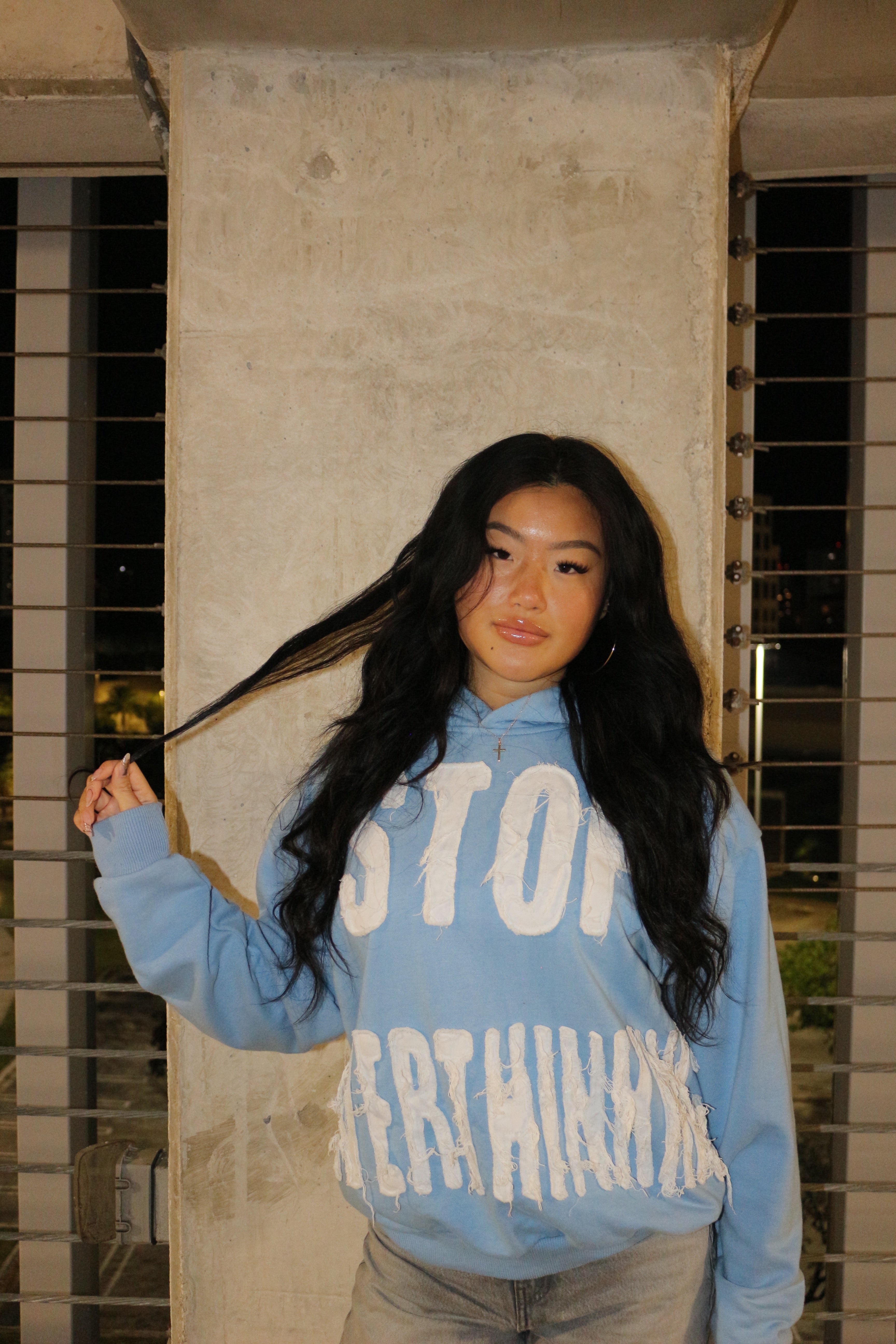 STOP OVERTHINKING HOODIE SKY BLUE