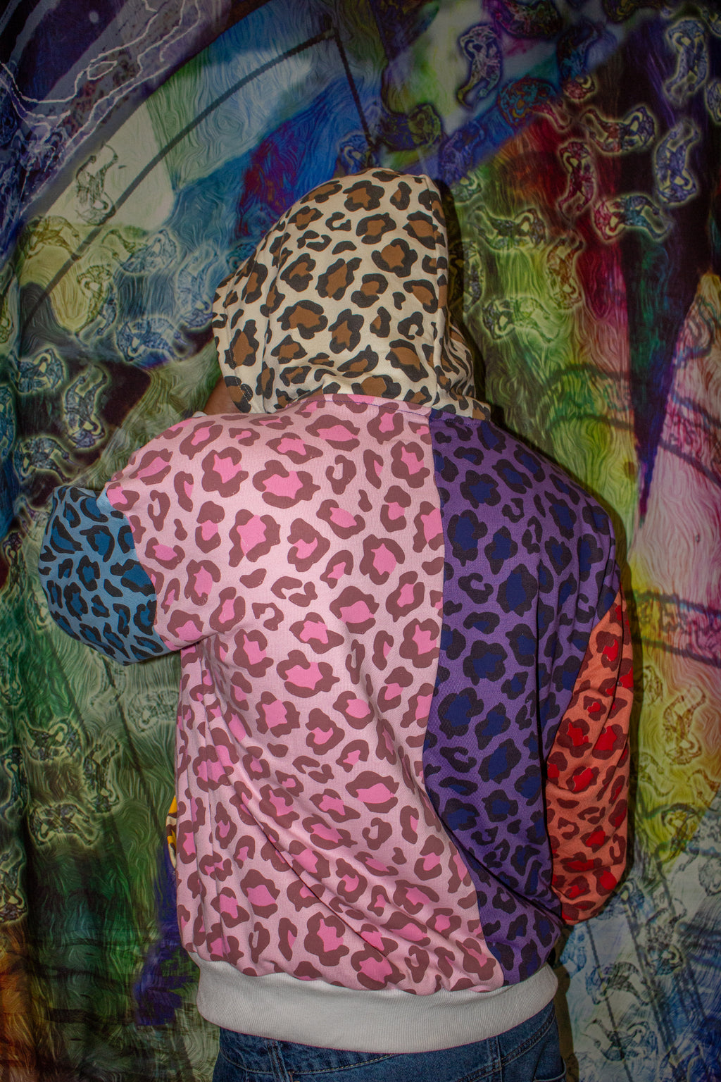 MULTICOLOR LEOPARD ZIP-UP HOODIE