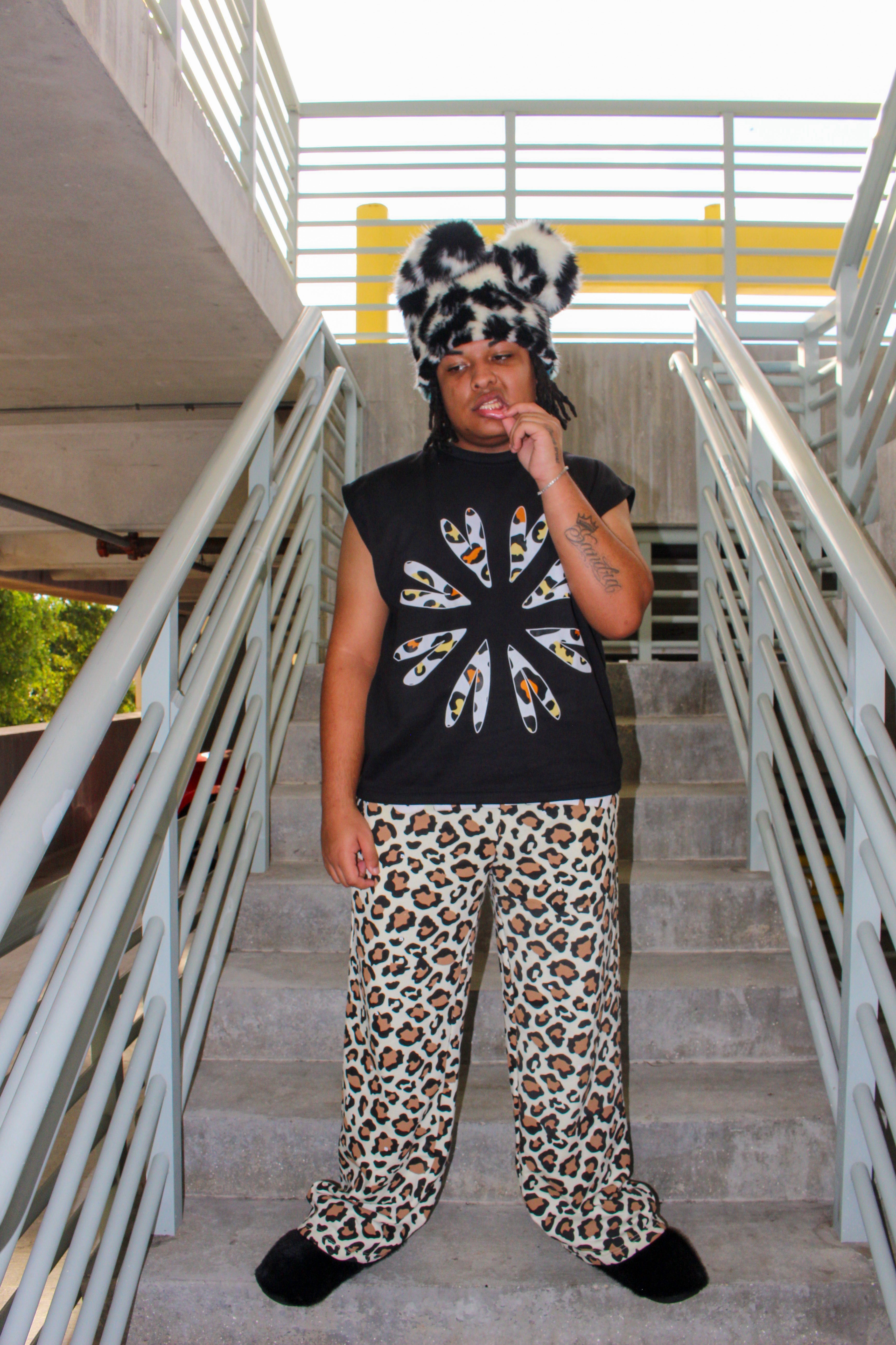 "5INNER" OVERSIZED SWEATPANT LEOPARD