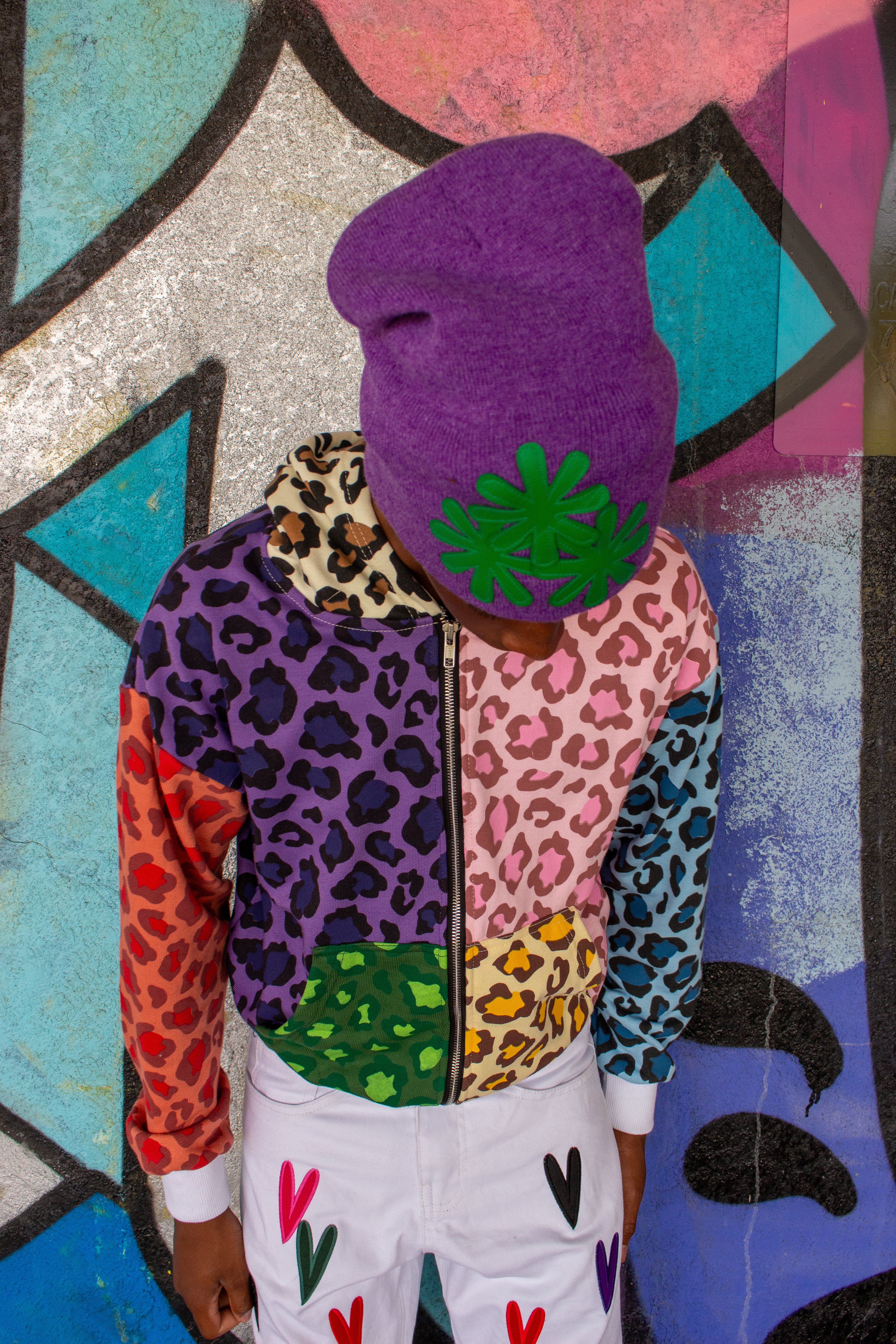 MULTICOLOR LEOPARD ZIP-UP HOODIE