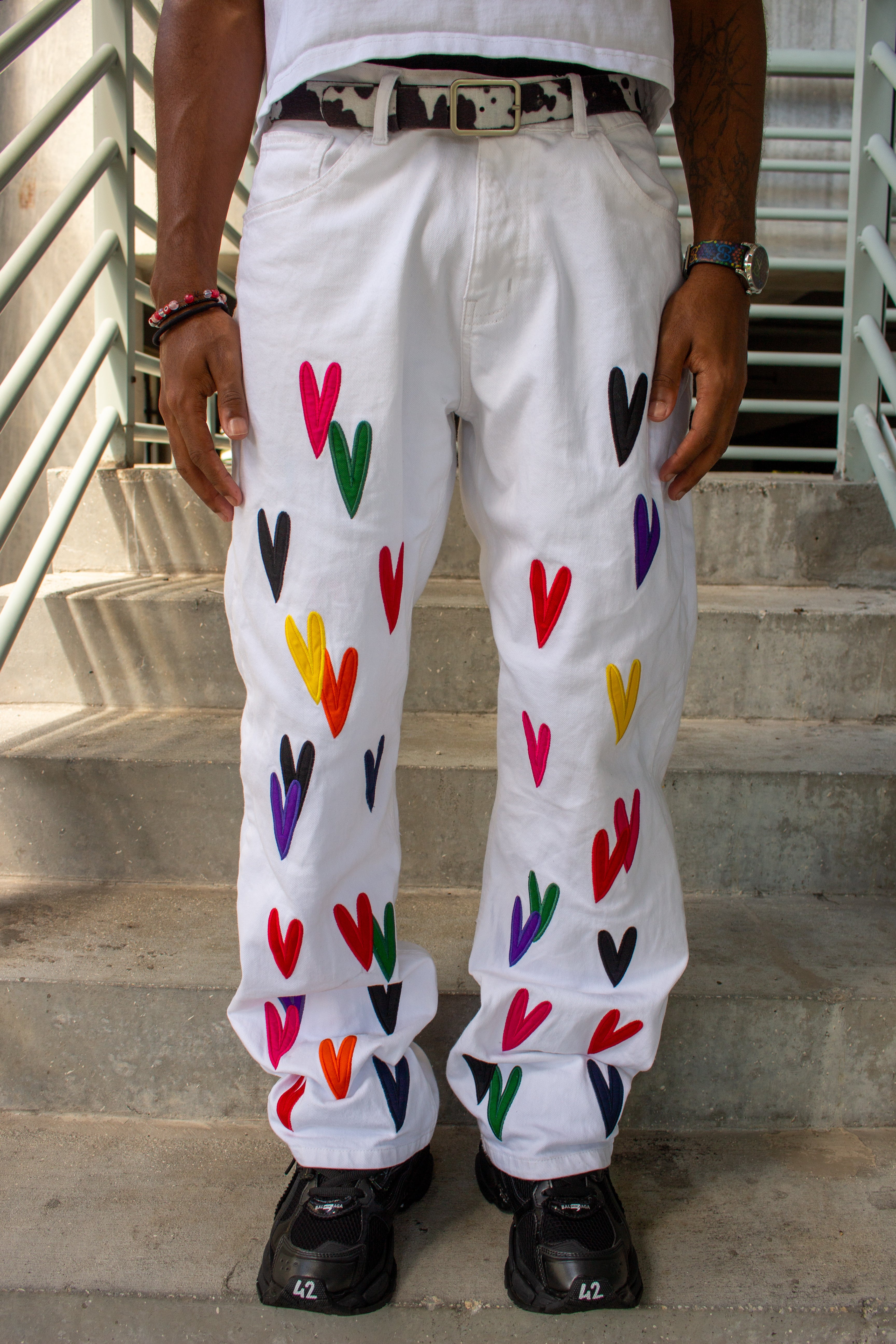 BONDONI JEANS WHITE MULTICOLOR