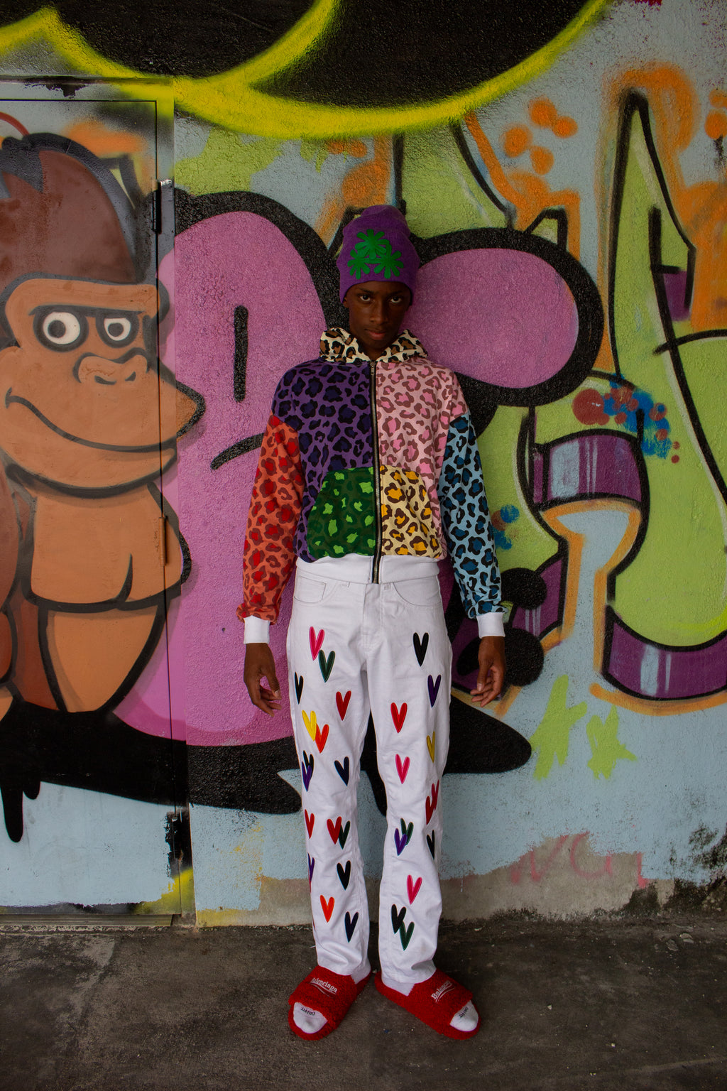 MULTICOLOR LEOPARD ZIP-UP HOODIE