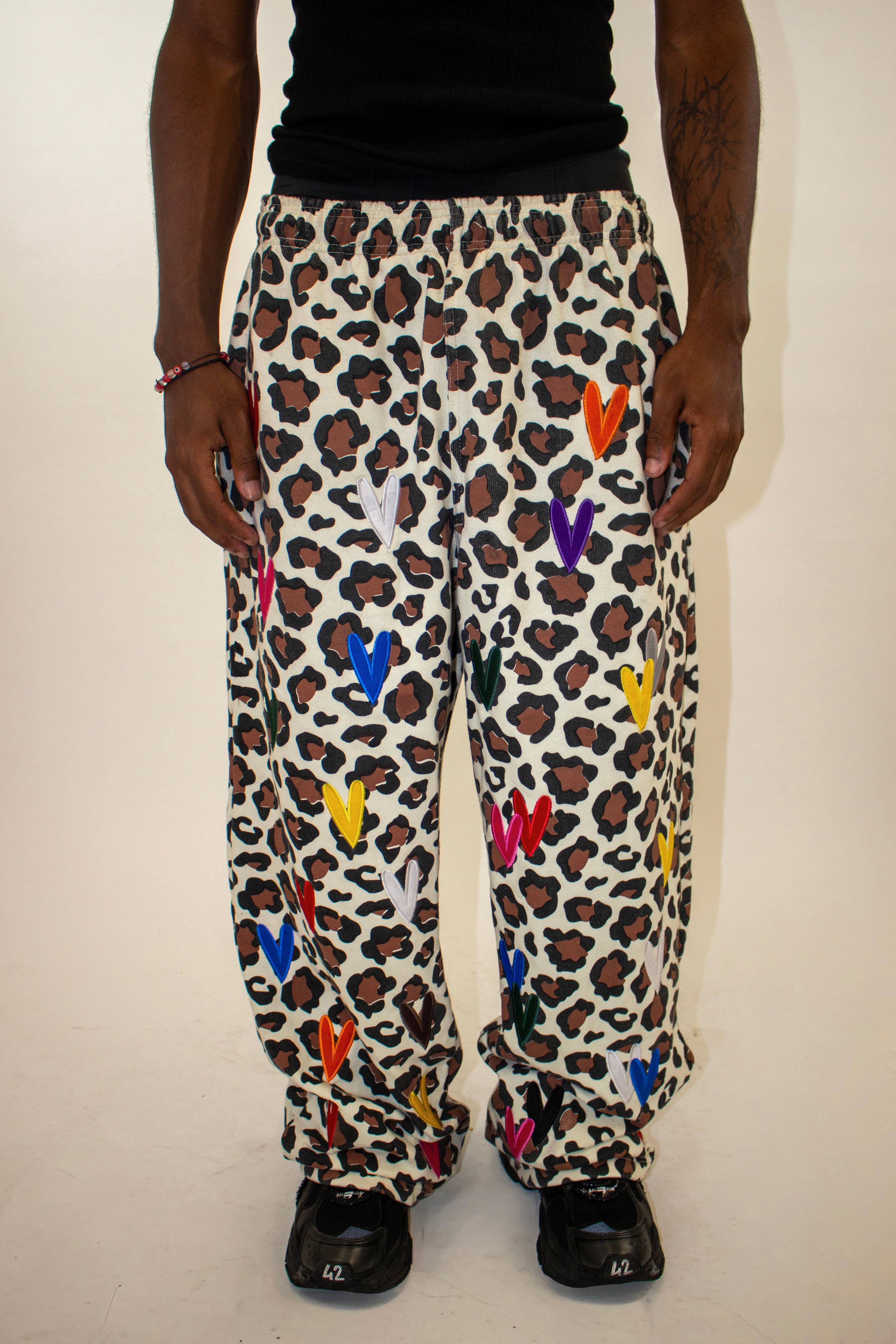 BONDONI HEART BROWN LEOPARD SWEATPANT