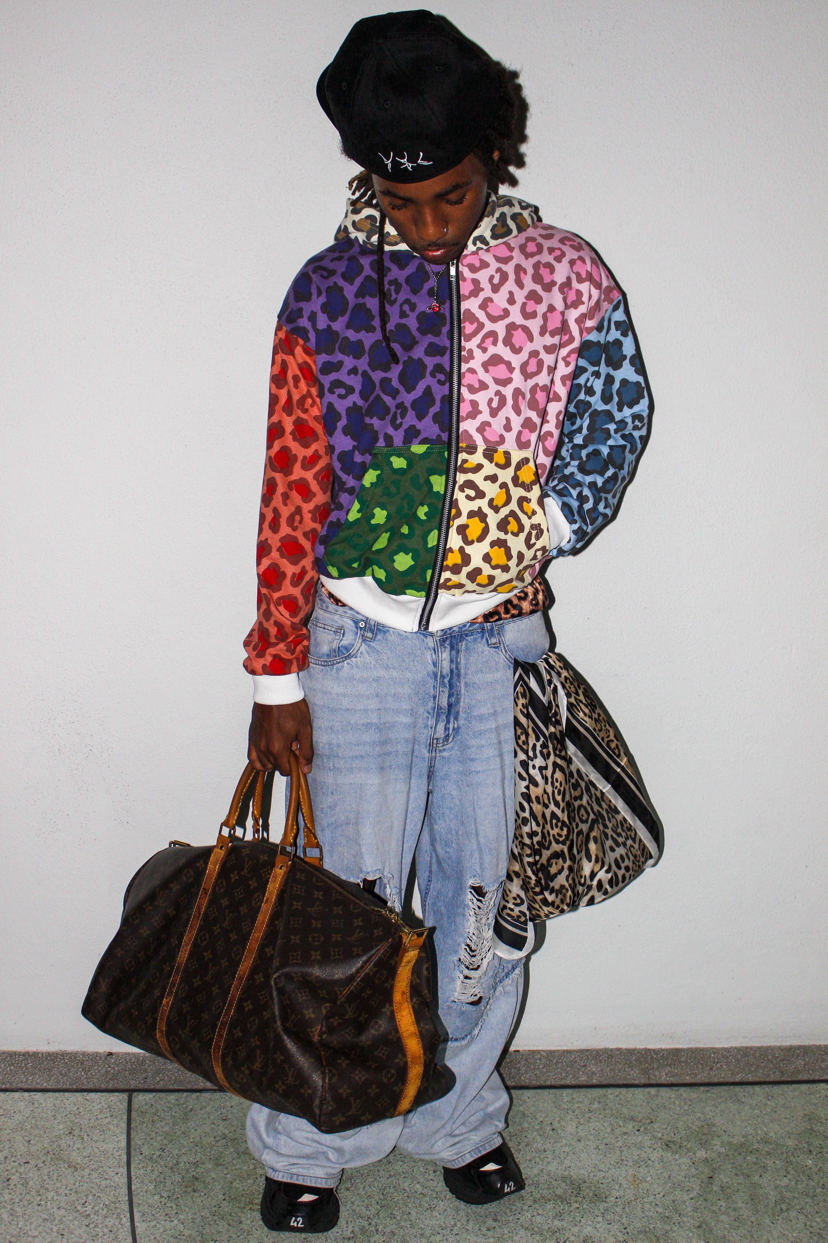 MULTICOLOR LEOPARD ZIP-UP HOODIE