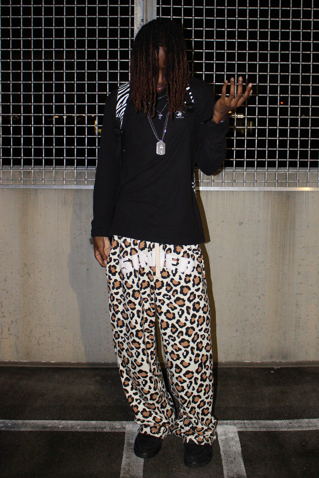 "5INNER" OVERSIZED SWEATPANT LEOPARD