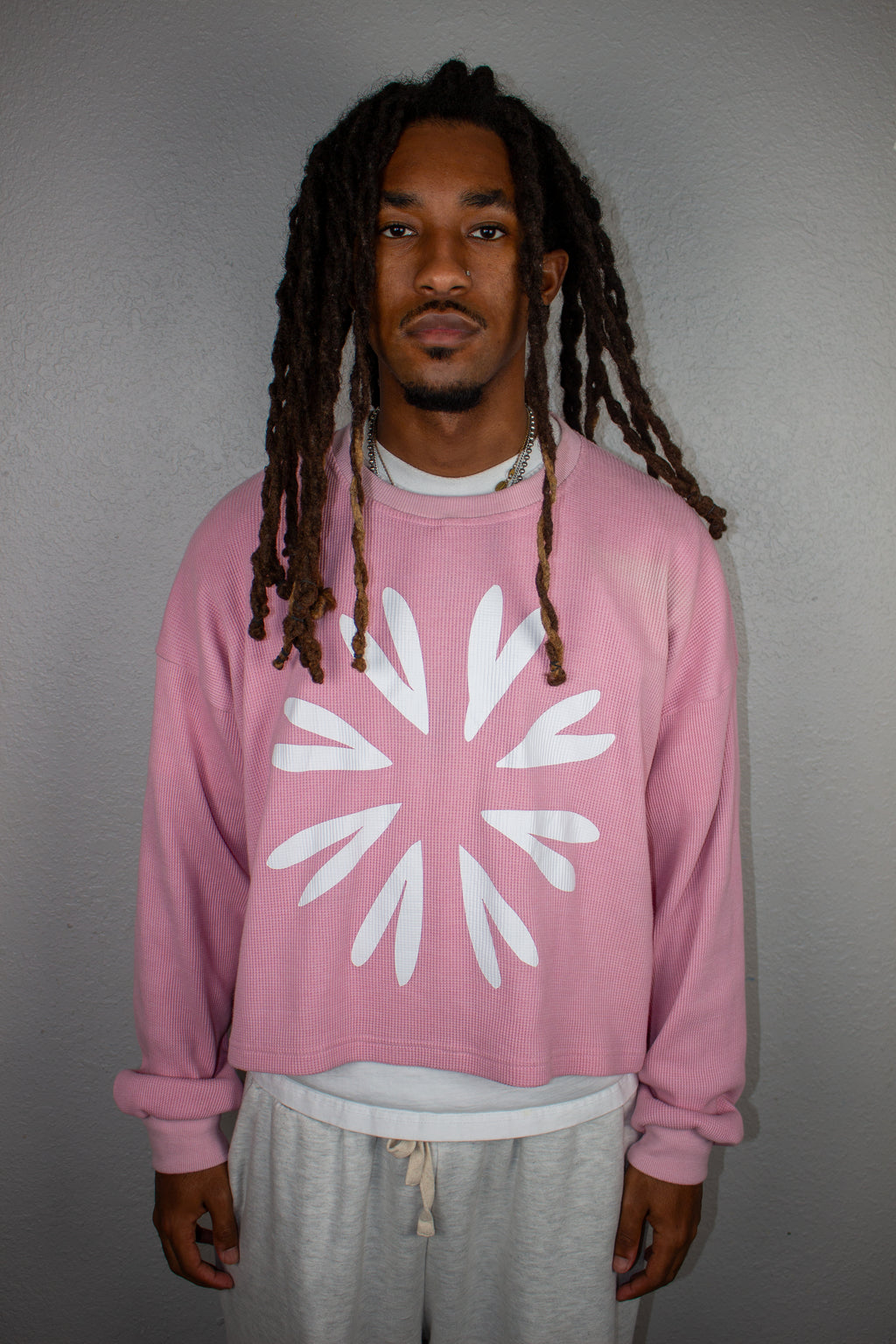 BONDONI WAFFLE KNIT THERMAL PINK & WHITE