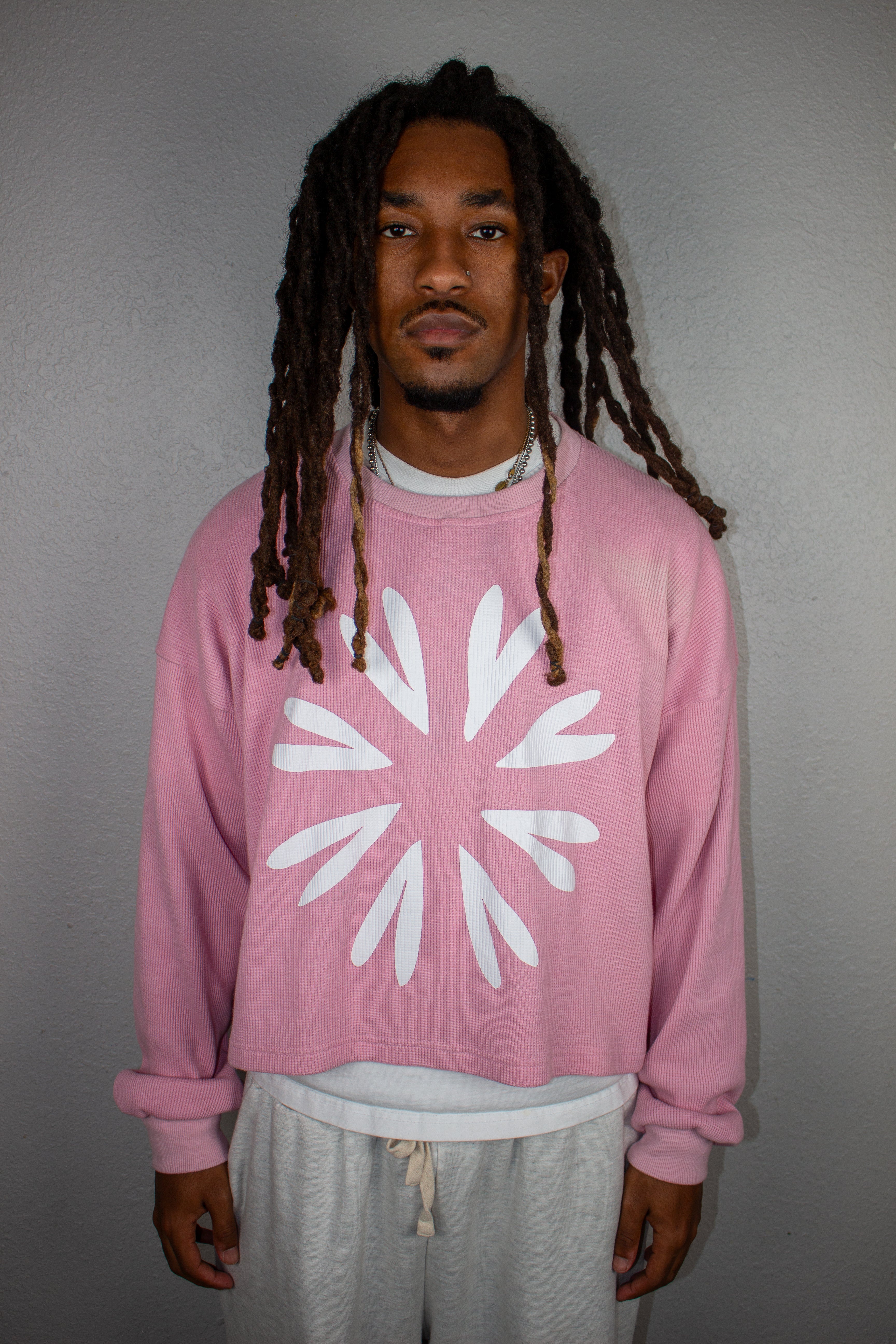 BONDONI WAFFLE KNIT THERMAL PINK & WHITE