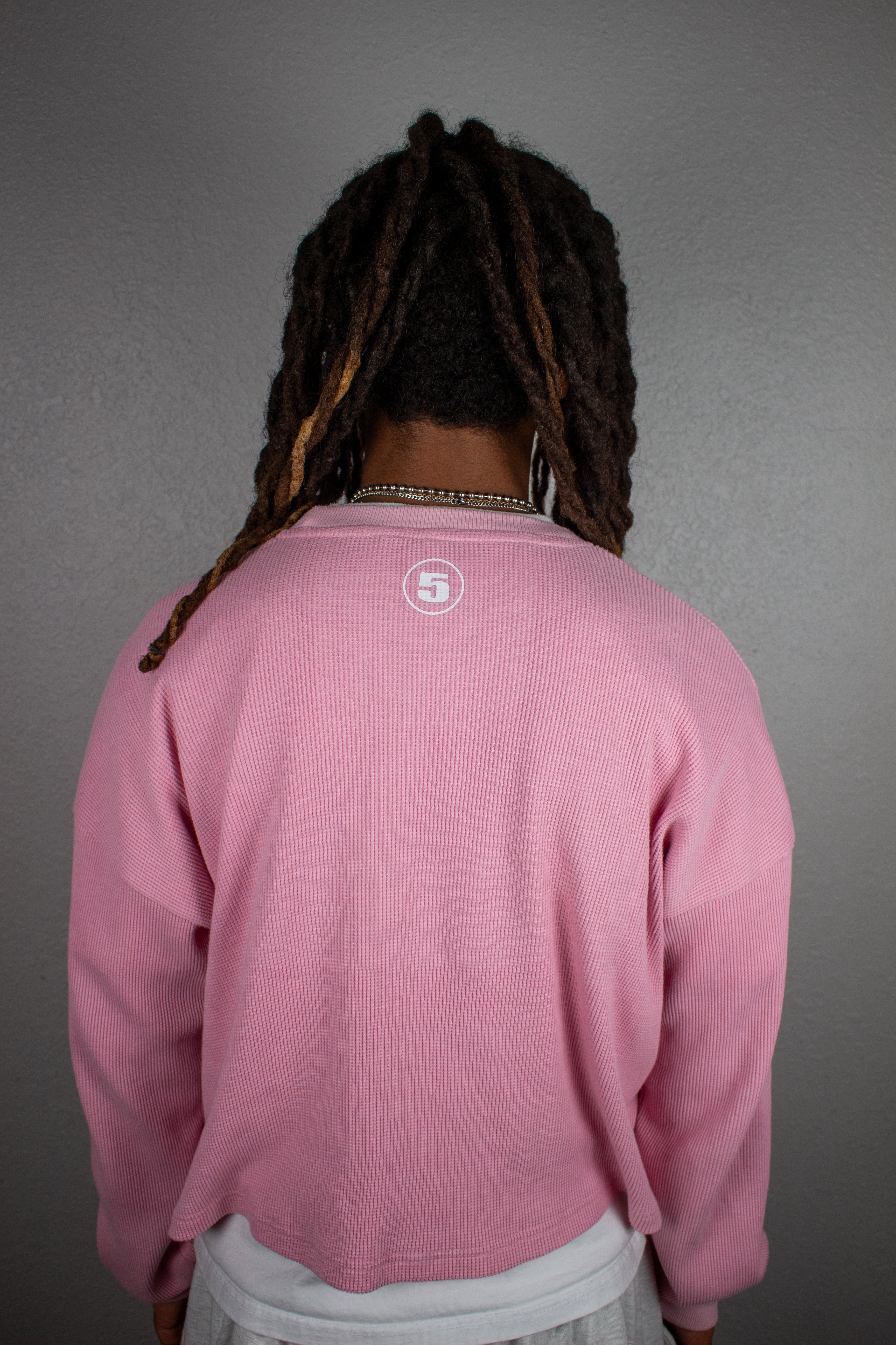 BONDONI WAFFLE KNIT THERMAL PINK & WHITE