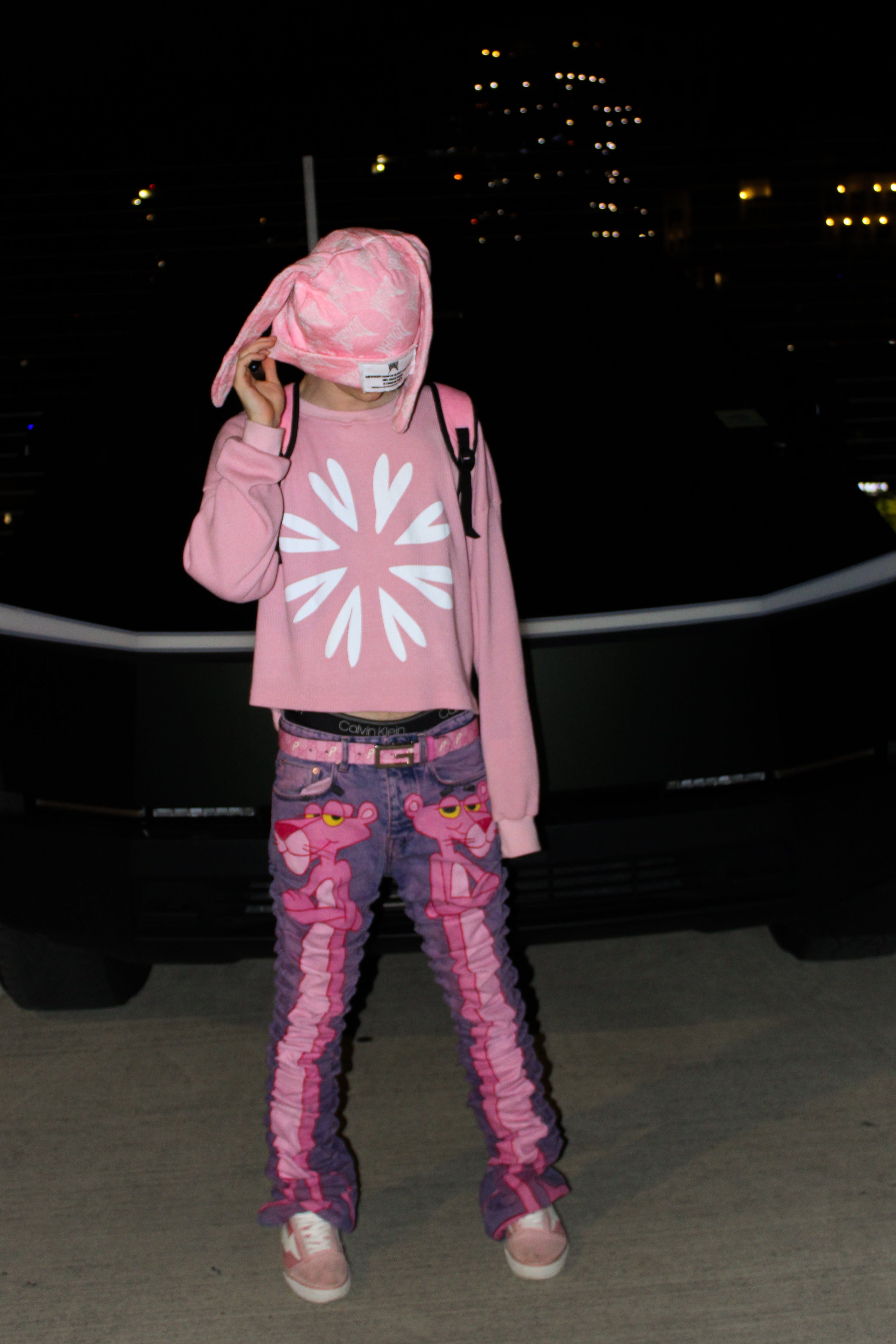 BONDONI WAFFLE KNIT THERMAL PINK & WHITE