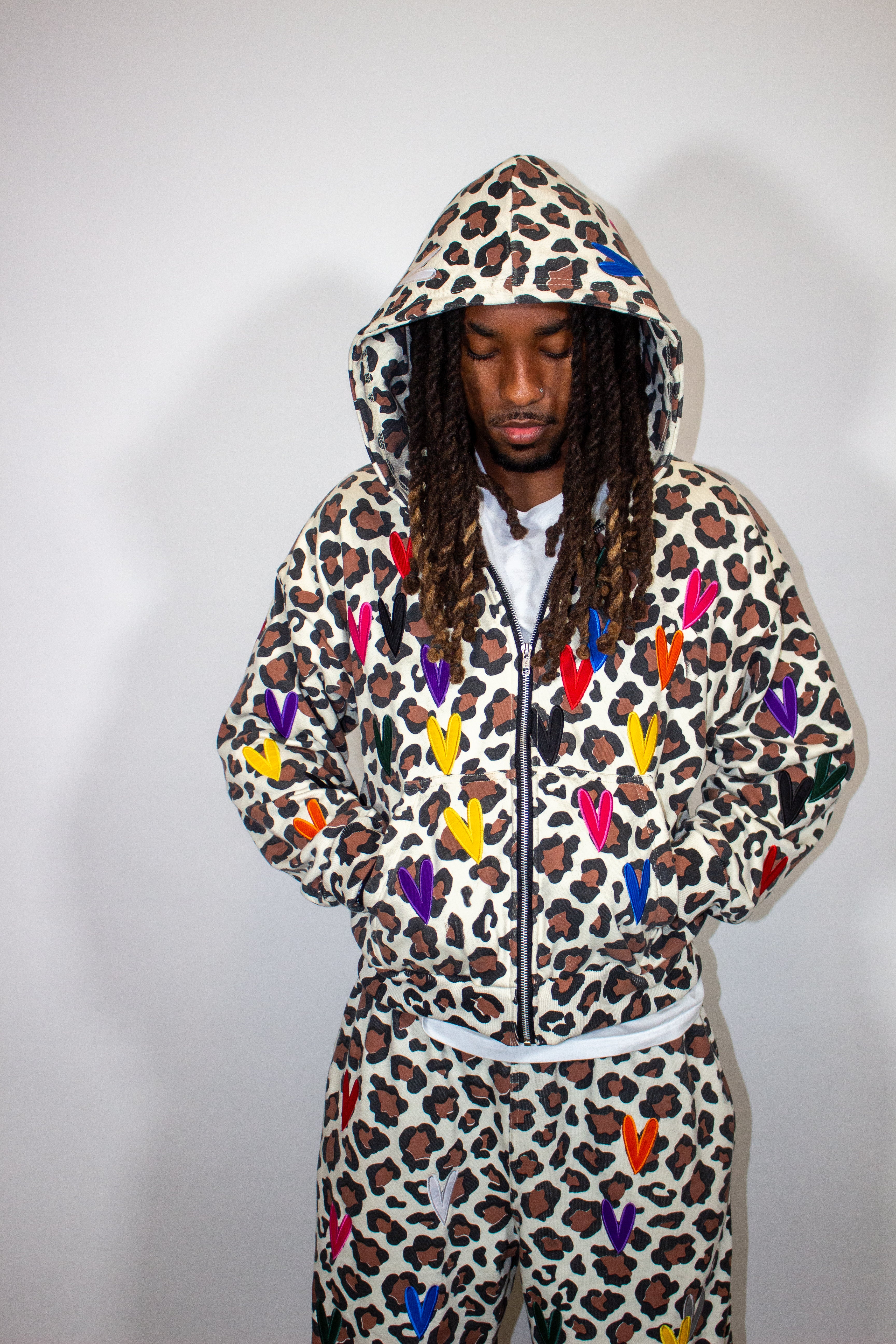 BONDONI HEART BROWN LEOPARD ZIPUP
