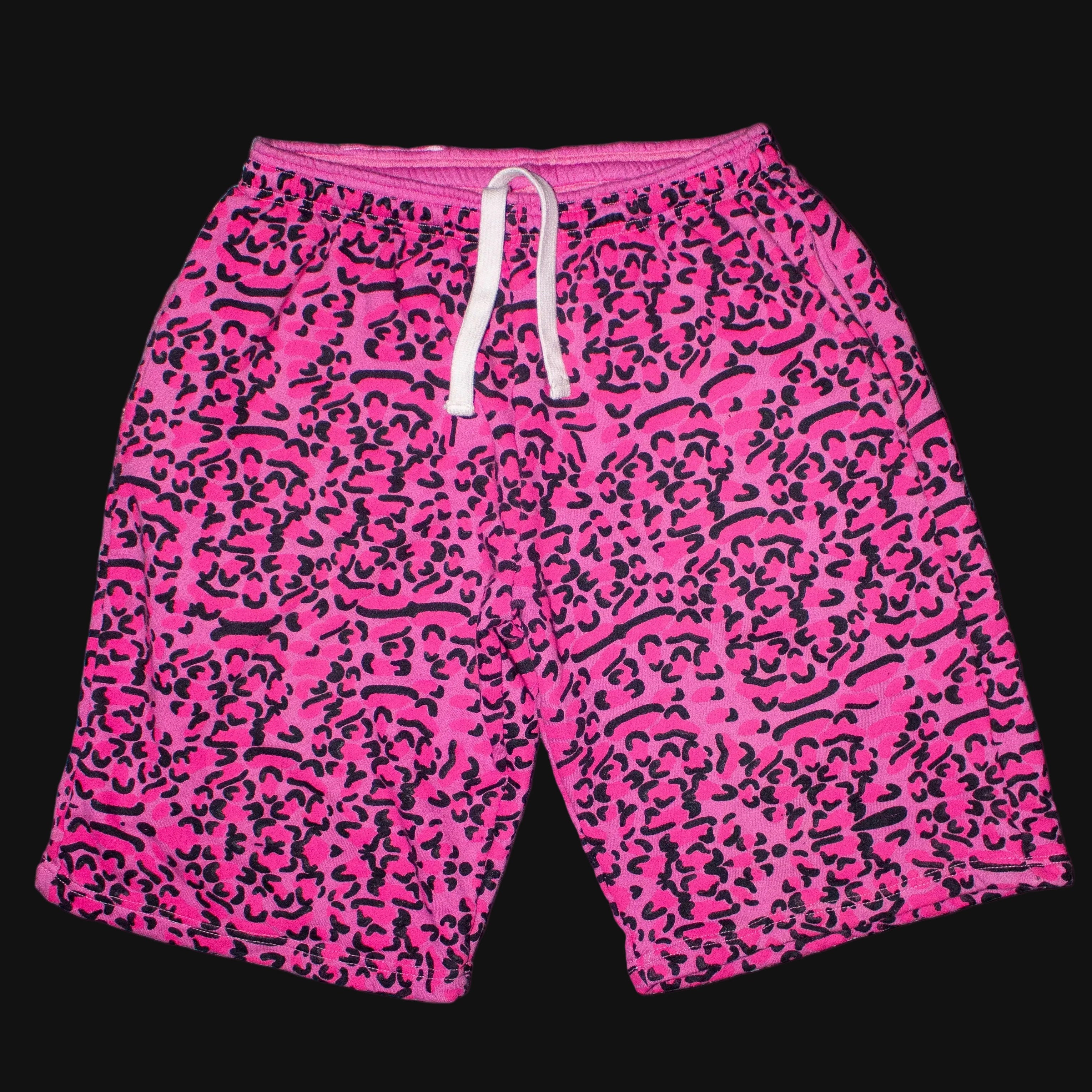 PINK LEOPARD SWEATSHORTS
