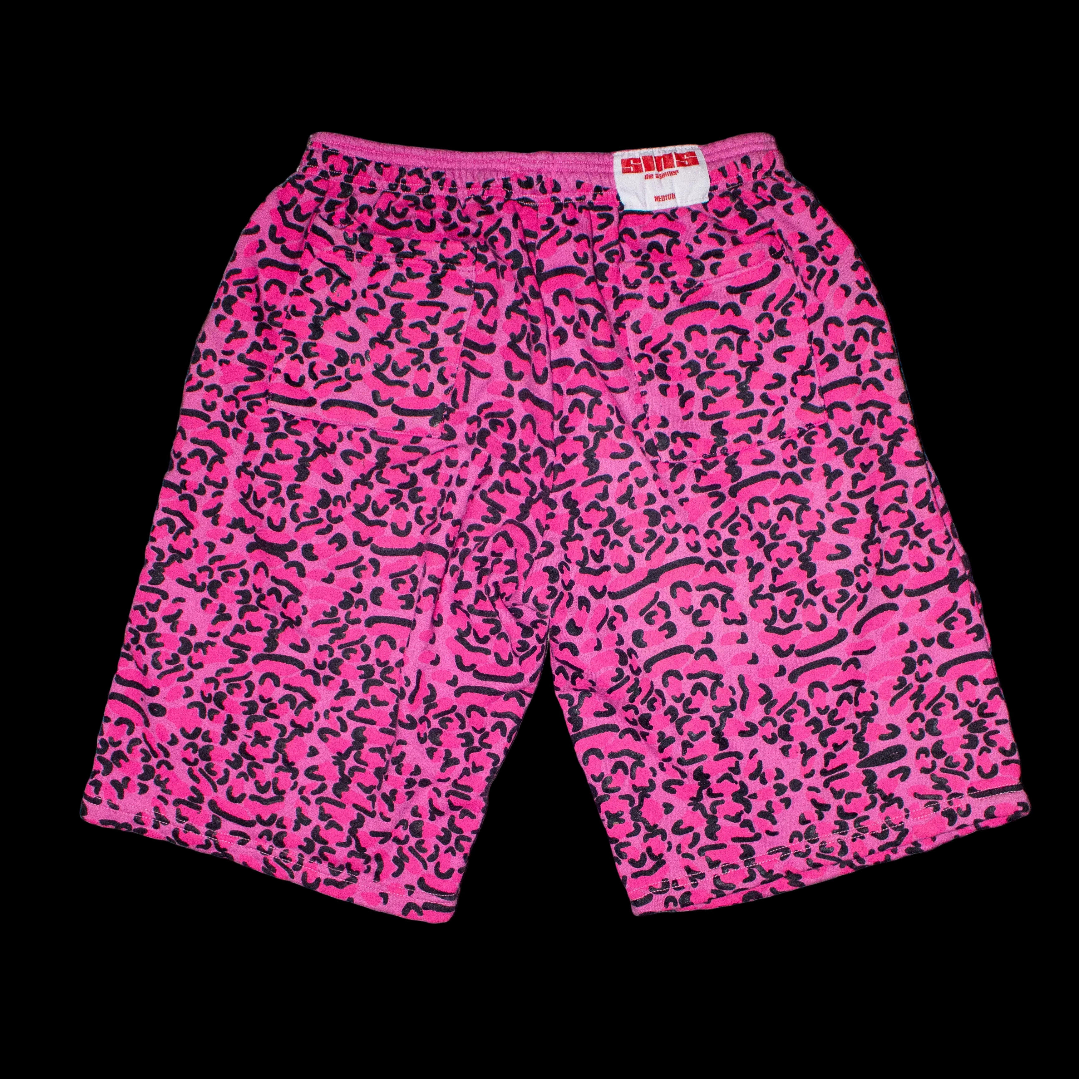 PINK LEOPARD SWEATSHORTS
