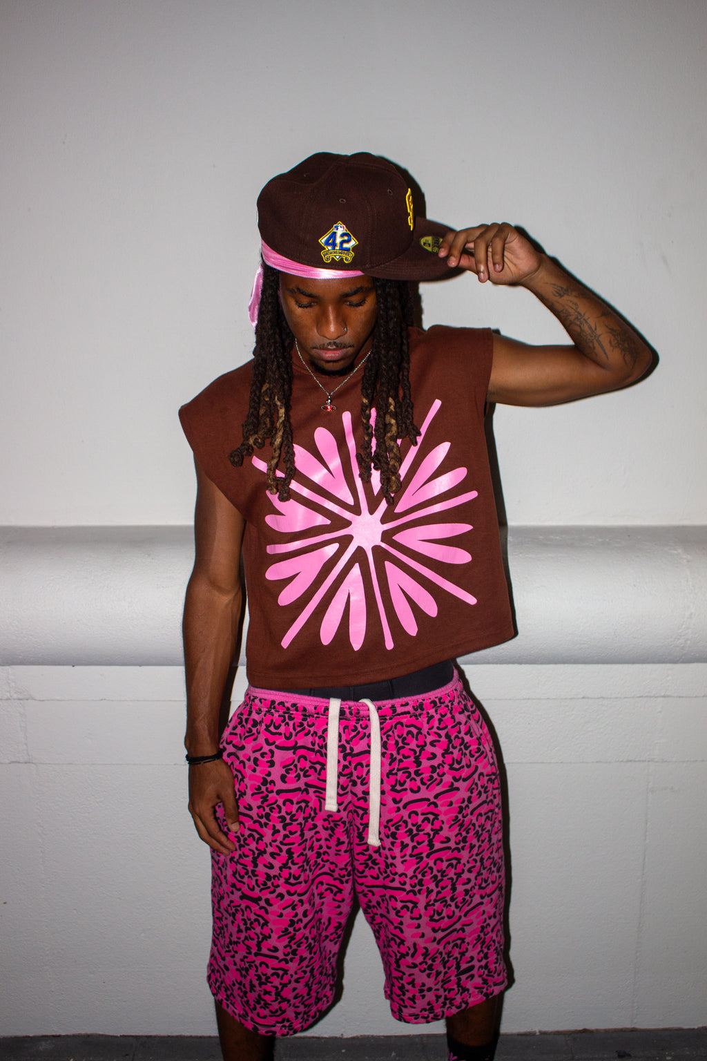 PINK LEOPARD SWEATSHORTS