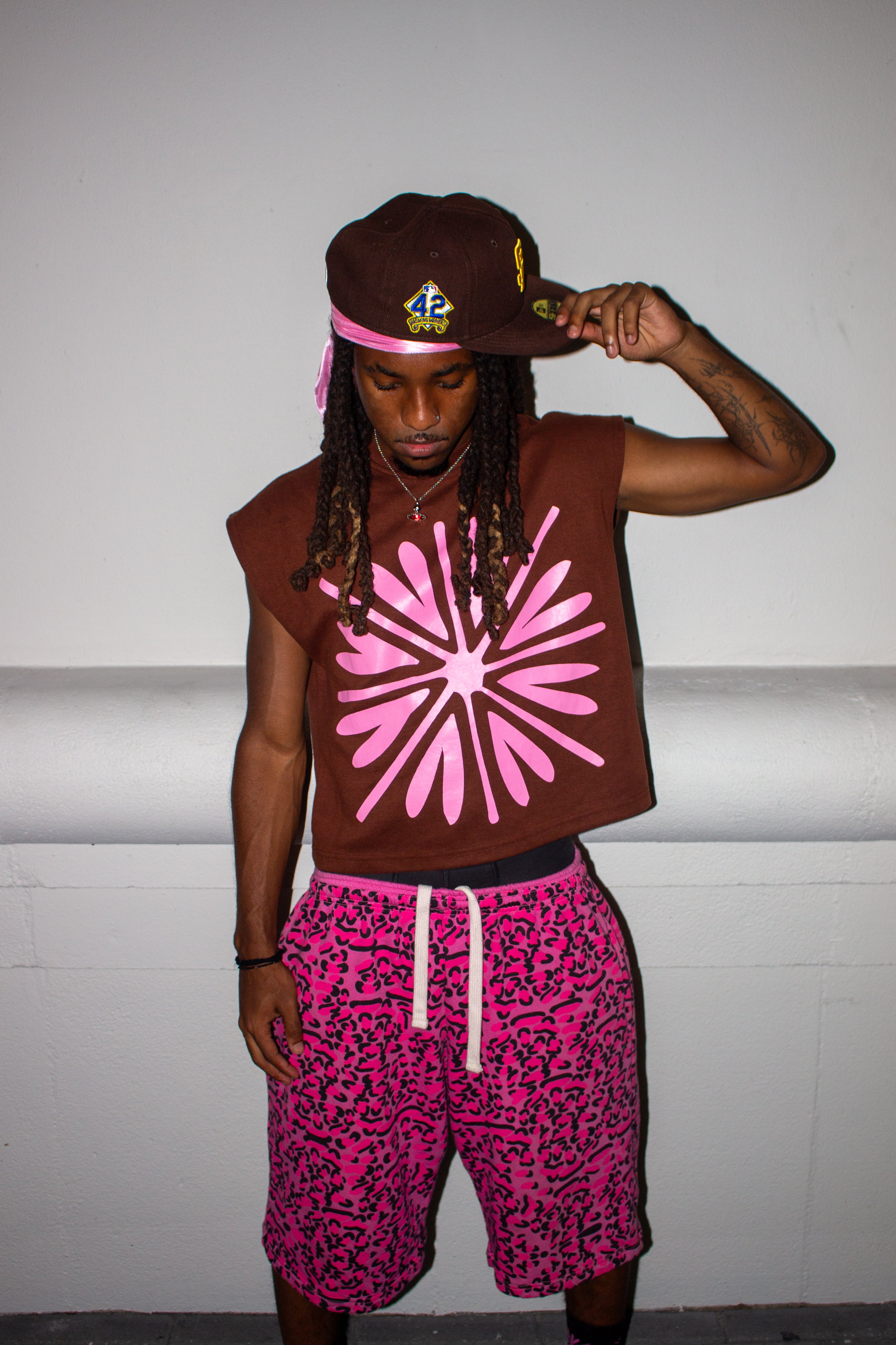 PINK LEOPARD SWEATSHORTS