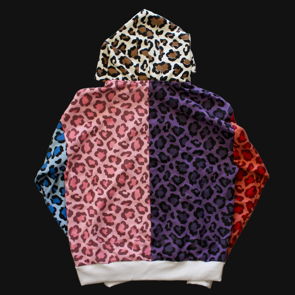 MULTICOLOR LEOPARD ZIP-UP HOODIE