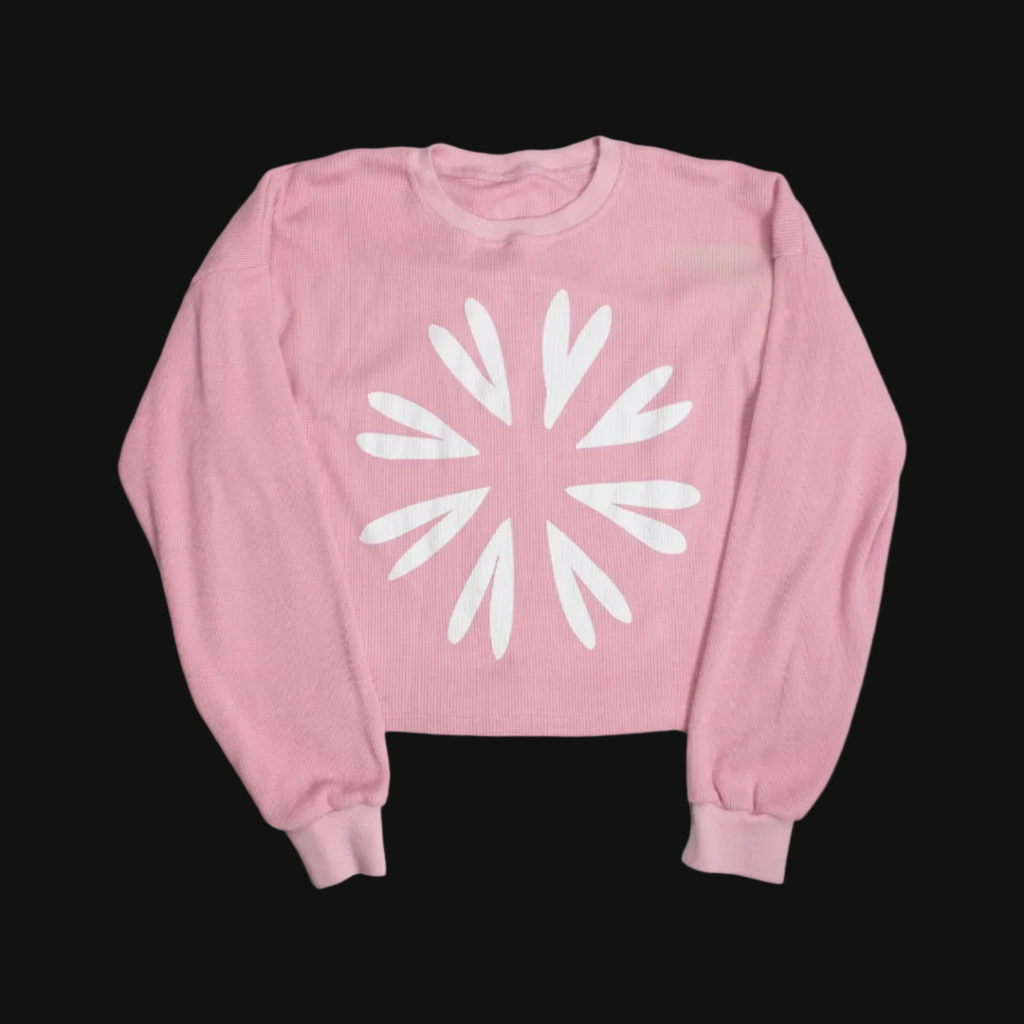 BONDONI WAFFLE KNIT THERMAL PINK & WHITE